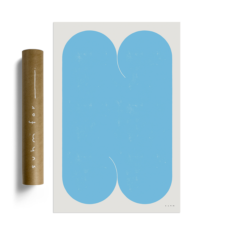 Suhm art print alphabet N blue minimalist