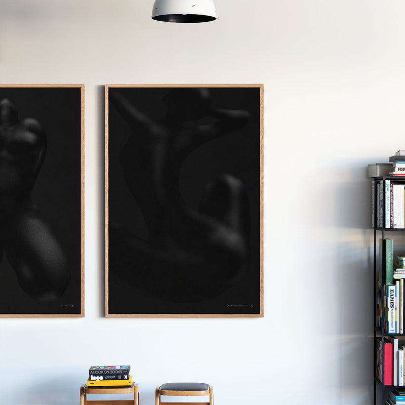 Matt Strempel Black Art wall Australian Artist monochromatic figurative sensual Minimalist Female Women Woman body form Ebony Morning Stretch
