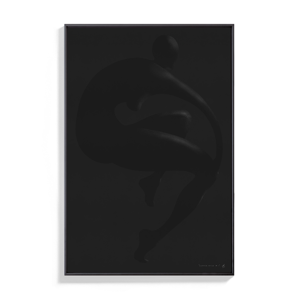 Matt Strempel Black Art wall Australian Artist monochromatic figurative sensual Minimalist Female Women Woman body form Ebony Seated No 1