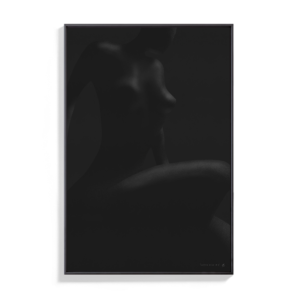Matt Strempel Black Art wall Australian Artist monochromatic figurative sensual Minimalist Female Women Woman body form Ebony Seated No 2