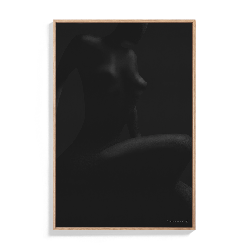 Matt Strempel Black Art wall Australian Artist monochromatic figurative sensual Minimalist Female Women Woman body form Ebony Seated No 2