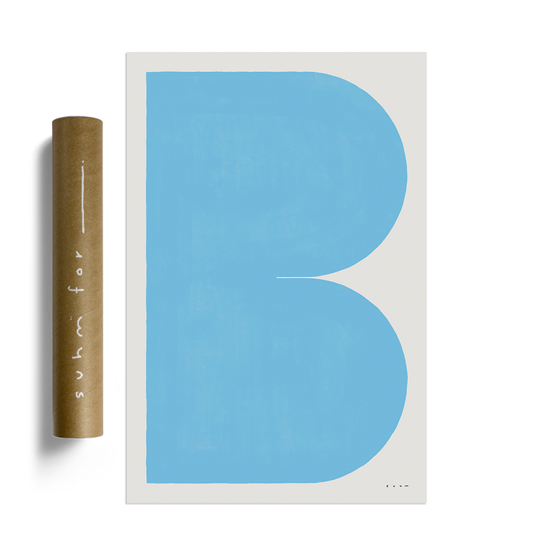 Suhm art print alphabet B blue minimalist 