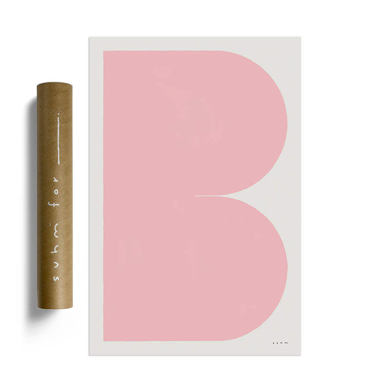 Suhm art print alphabet B pink minimalist 