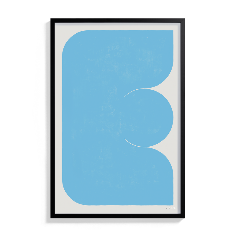 Suhm art print alphabet E blue minimalist 
