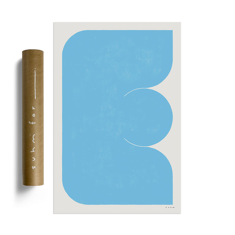 Suhm art print alphabet E blue minimalist 