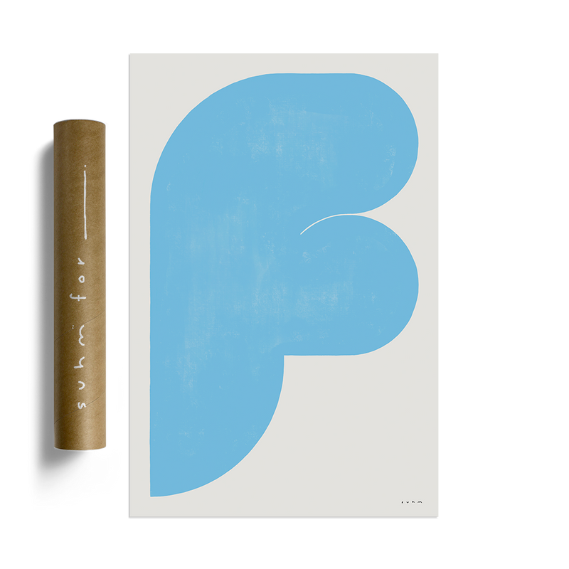 Suhm art print alphabet F blue minimalist 