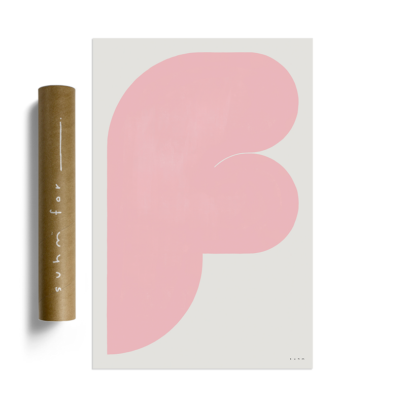 Suhm art print alphabet F pink minimalist 