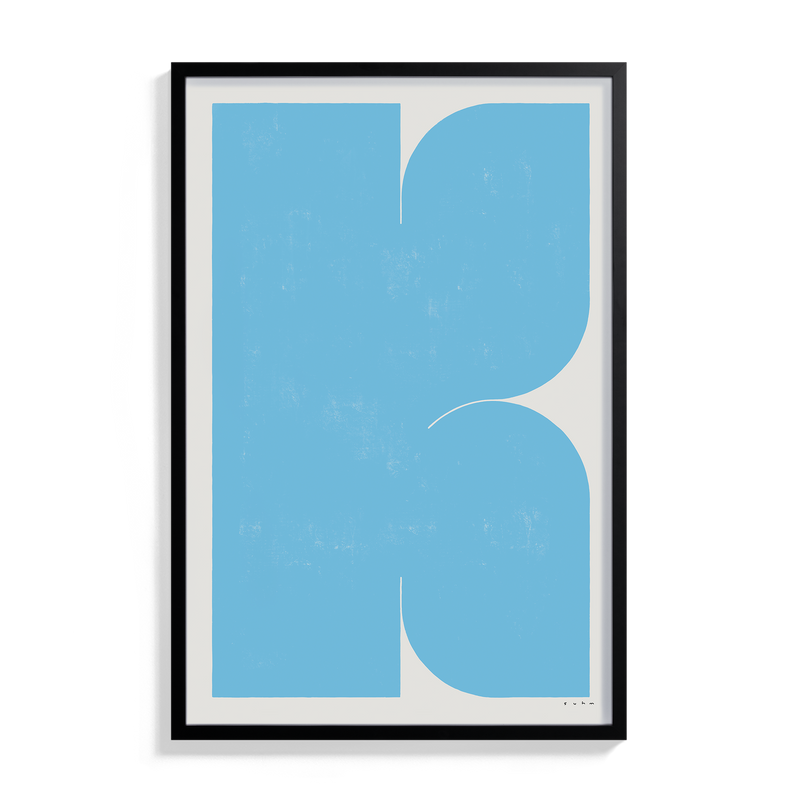 Suhm art print alphabet K blue minimalist