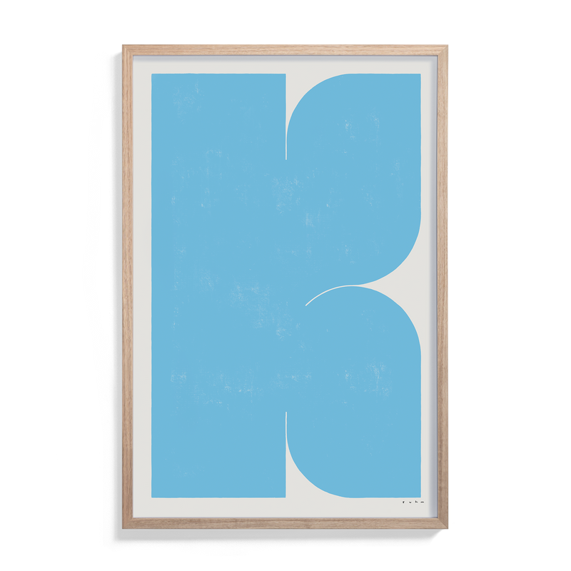 Suhm art print alphabet K blue minimalist