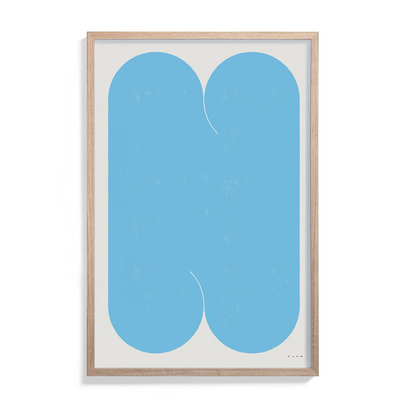 Suhm art print alphabet N blue minimalist