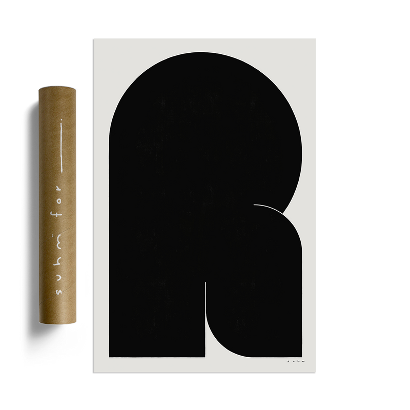 Suhm art print alphabet R black minimalist