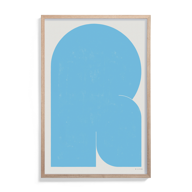 Suhm art print alphabet R blue minimalist