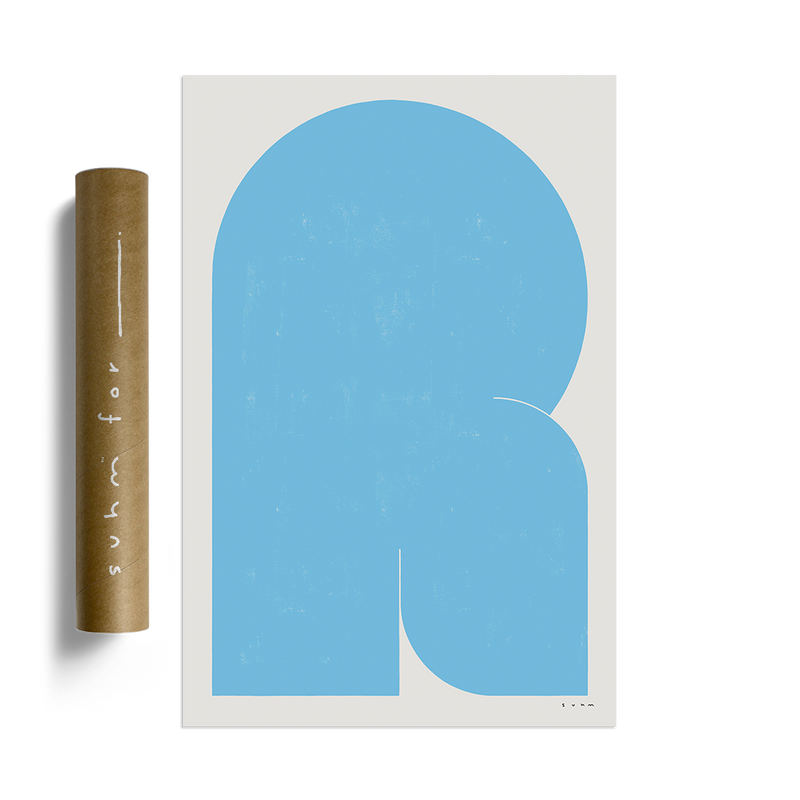 Suhm art print alphabet R blue minimalist