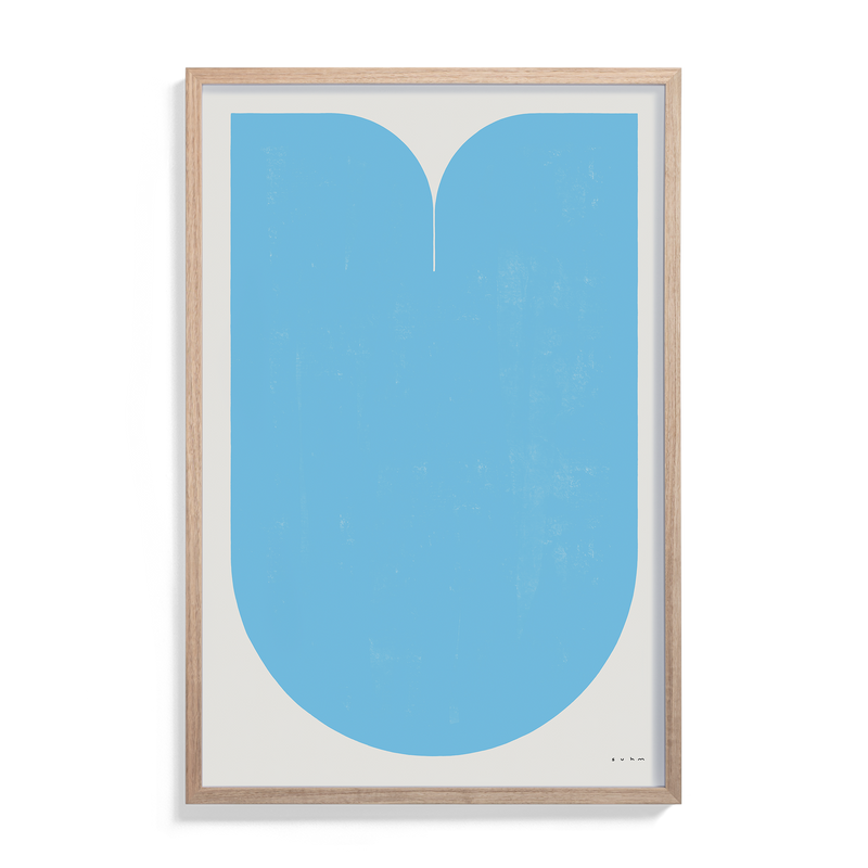 Suhm art print alphabet U blue minimalist