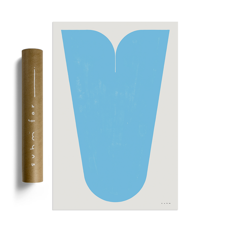 Suhm art print alphabet V blue minimalist