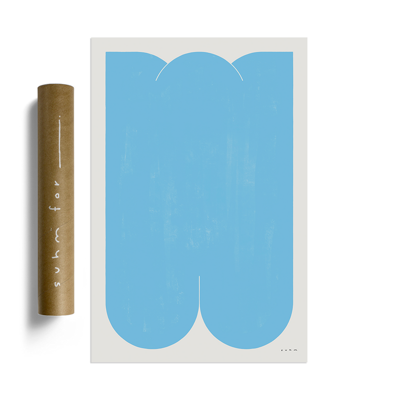 Suhm art print alphabet W blue minimalist
