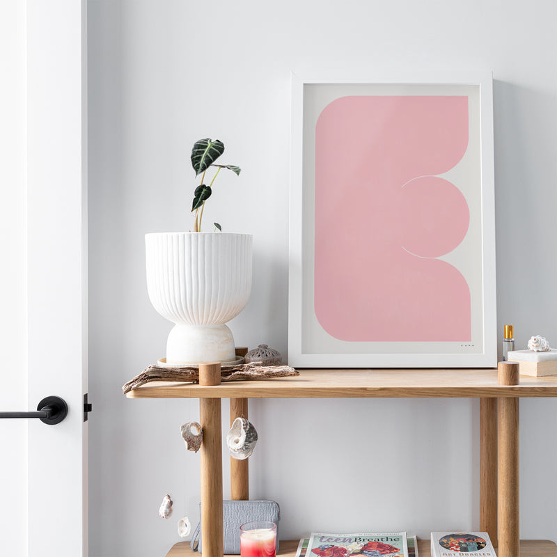Suhm art print alphabet E pink minimalist 