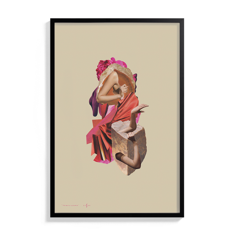Suhm framed art print figurative the Muses terpsichore Caitlin Ziegler handcrafted collage reproduction abstract Australian Art wall art